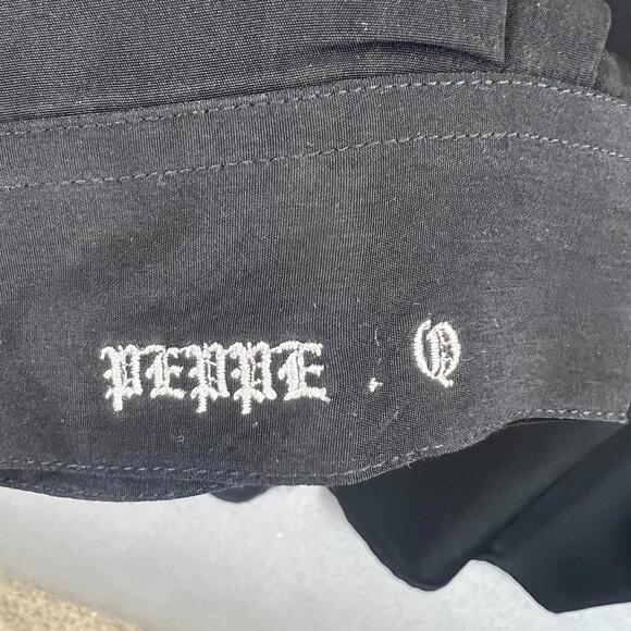 Pronti by Phita Mens L Button Down Shirt Black White Colorblock Embroidered EUC - Picture 7 of 10